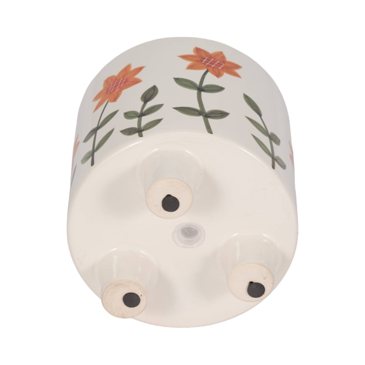 Plant Pot - White Ceramic Resin Footed Hand Painted, 6 in.