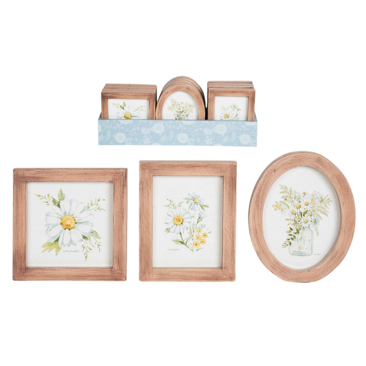 Spring Daisy Wall Art Set of 12 MDF Framed Decor