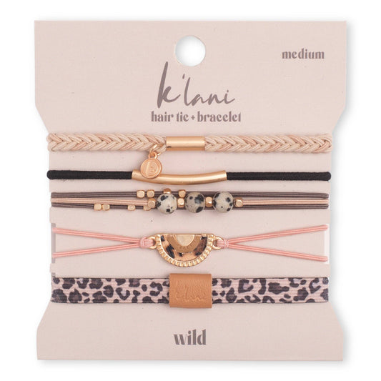 "Wild" Animal Print with Pink Accent Hair Tie Bracelets