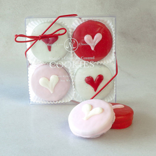 Valentine's 4pc Milk Chocolate Covered Cookies - Hearts