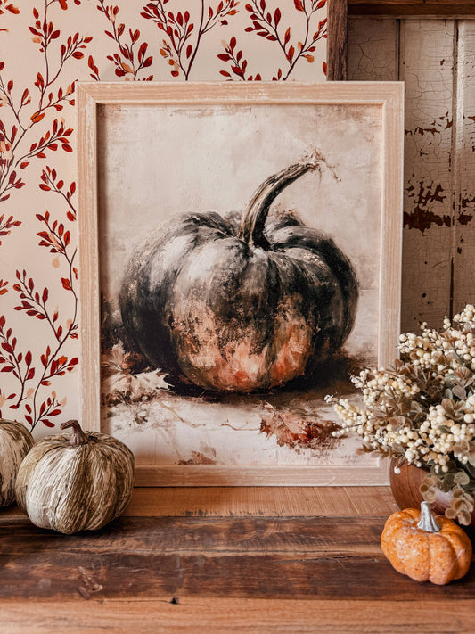 Moody Heirloom Pumpkin Vintage Fall Wood Sign