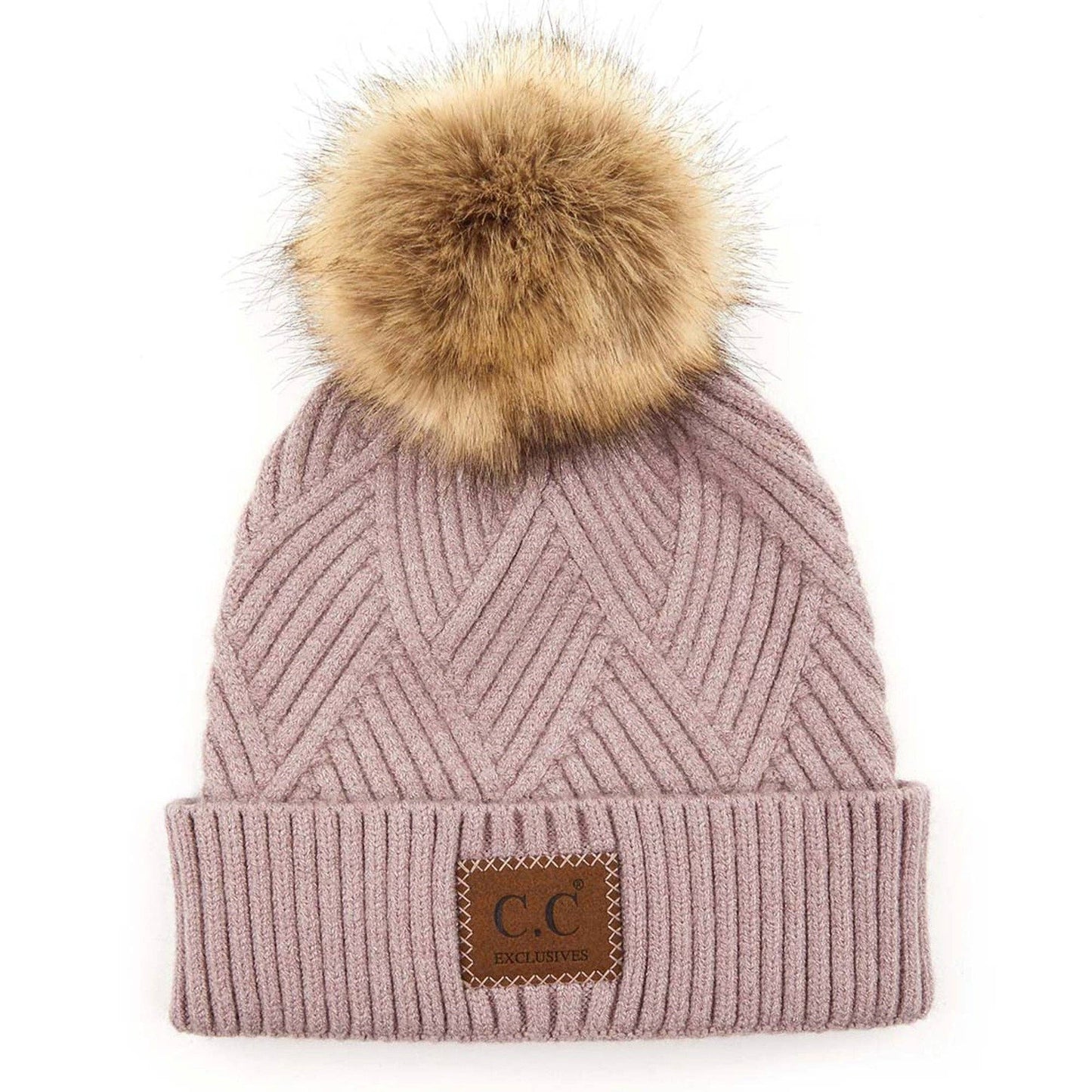 CC Criss-Cross Suede Patch Beanie ( HAT-2060 )