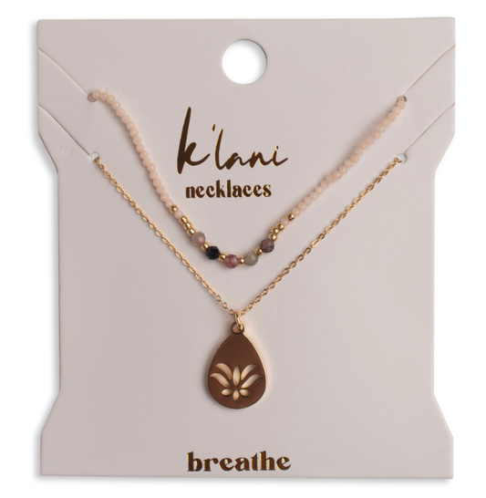 "Breathe" Gold Lotus Flower Necklace Set
