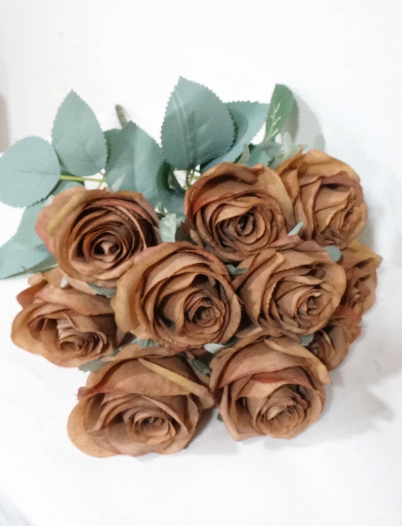 Princess Diana Rose Silk Artificial Flower Bunch, 10 Heads