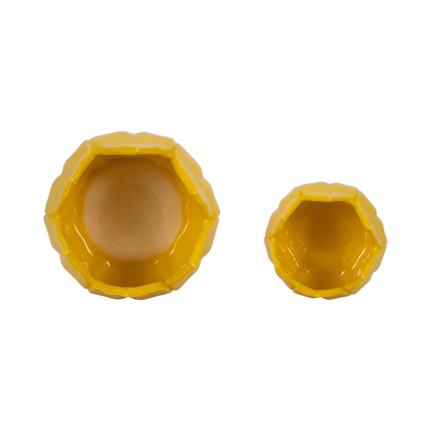 5/8 in. Yellow Petal Stoneware Planters (Set of 2)