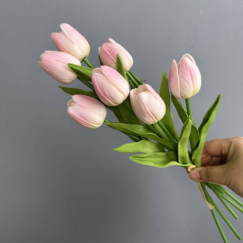 Faux PU Real Touch Tulip Flower Bunch, Spring Tulip Set of 7