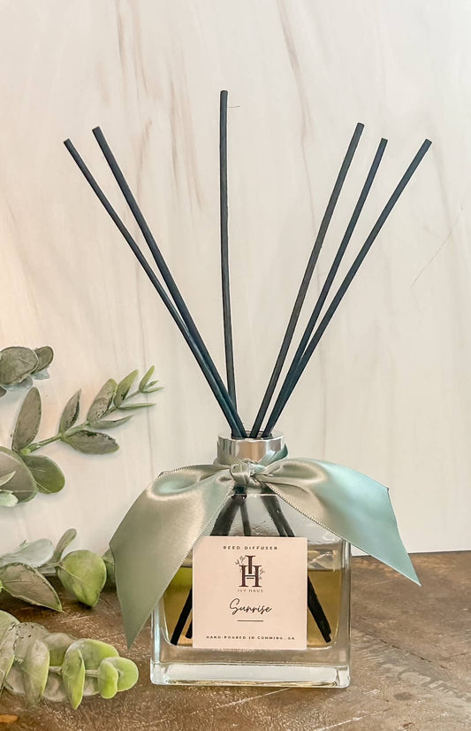 Glass Square Reed Diffuser with Silver Collar
