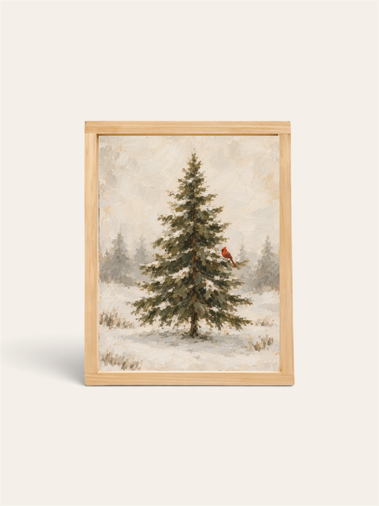 Evergreen Tree and Cardinal | Holiday 2026
