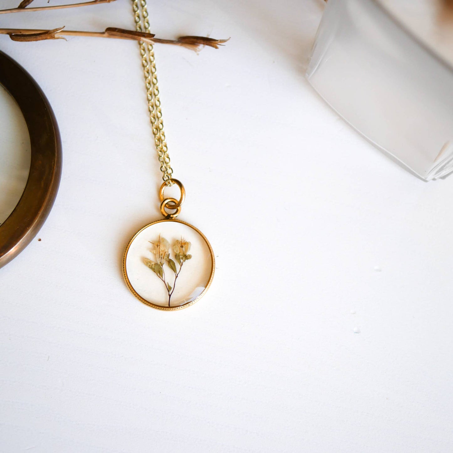 Tiny Dried Bouquet Pendant