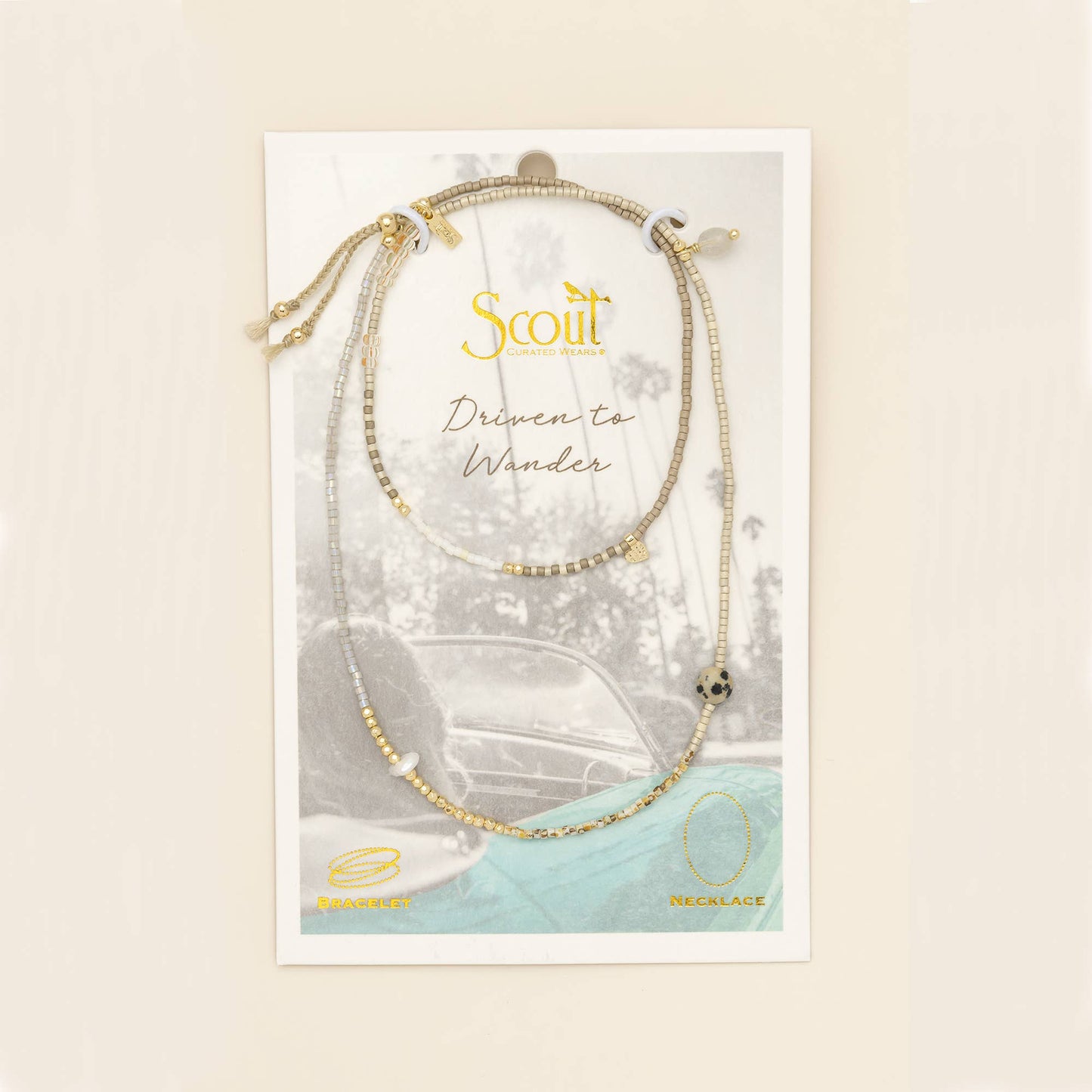 Mixed Media Wrap Bracelet/Necklace - Magic/Labradorite/Gold