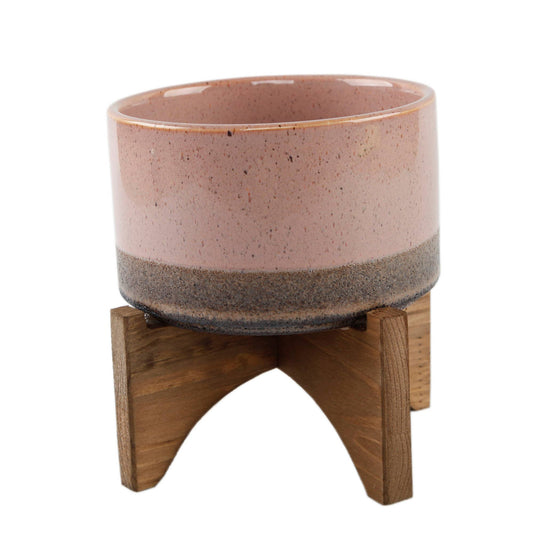 Ceramic Planter on Wood Stand