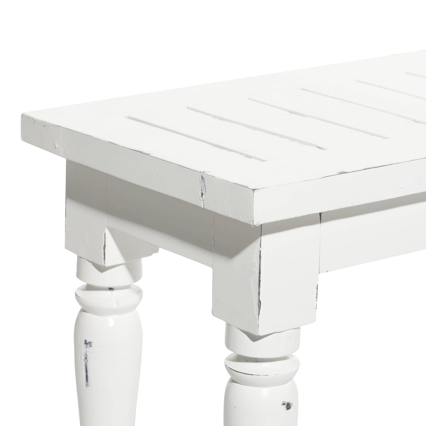 Farmhouse White Wood Bench