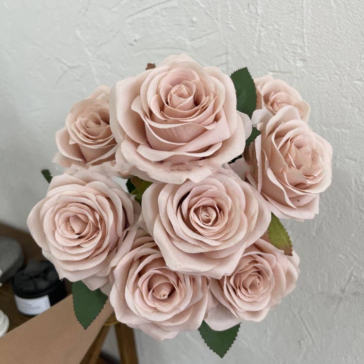 16''T Silk Rose Flower Bunch, 9 Heads, Multicolors