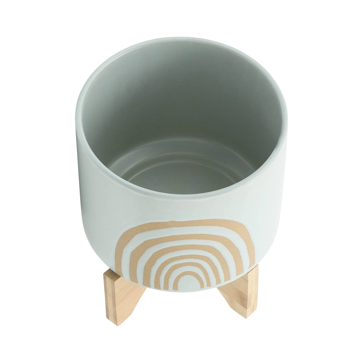 Planter Pots Set of 2 - Green Ceramic Arch Stand, 5/8 in.