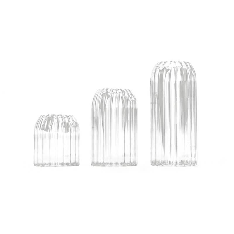 Stripes Clear Bud Vases, Borosilicate Light Weight Glass