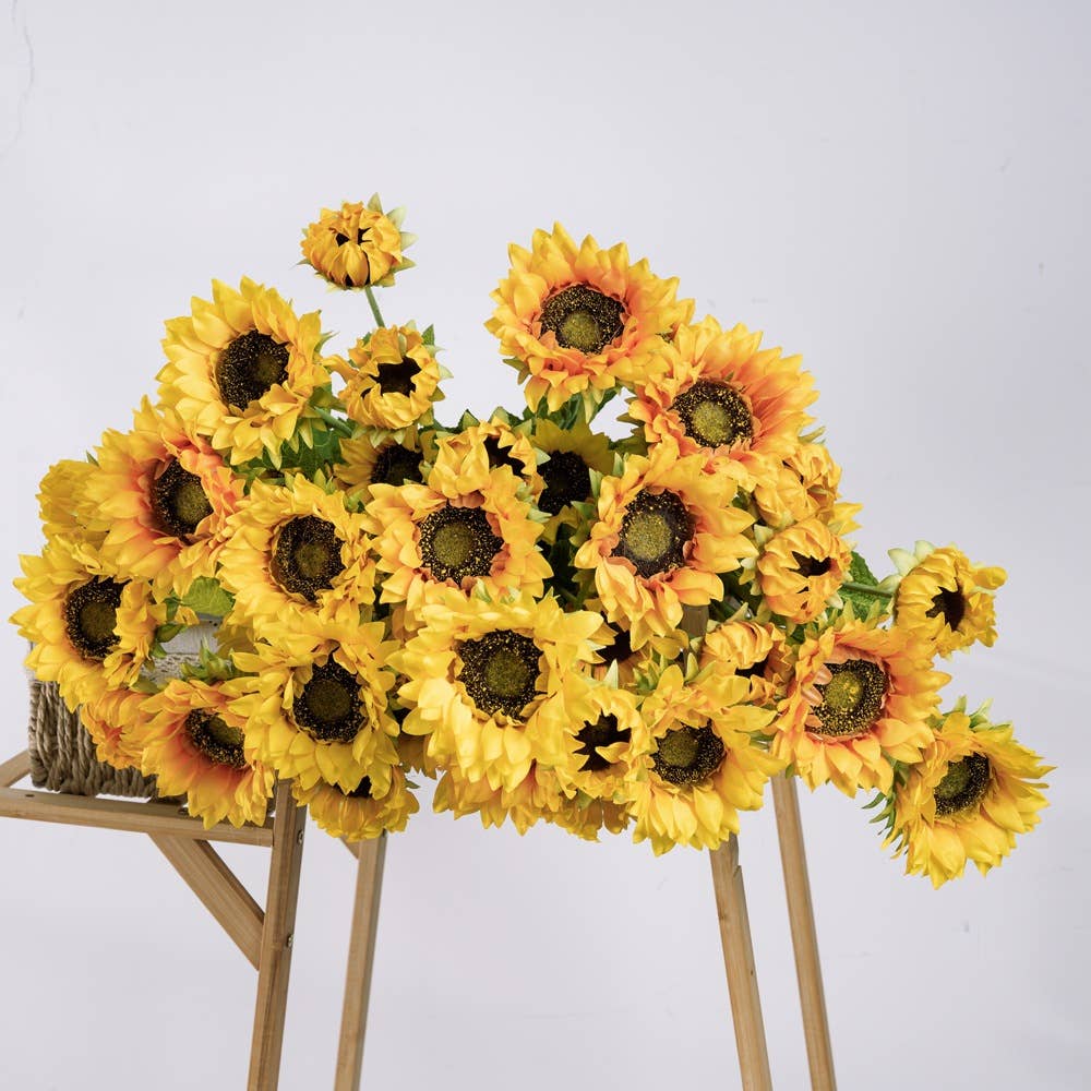 26''Tall Silk Sunflower Single Spray, Fall Decorative Flower