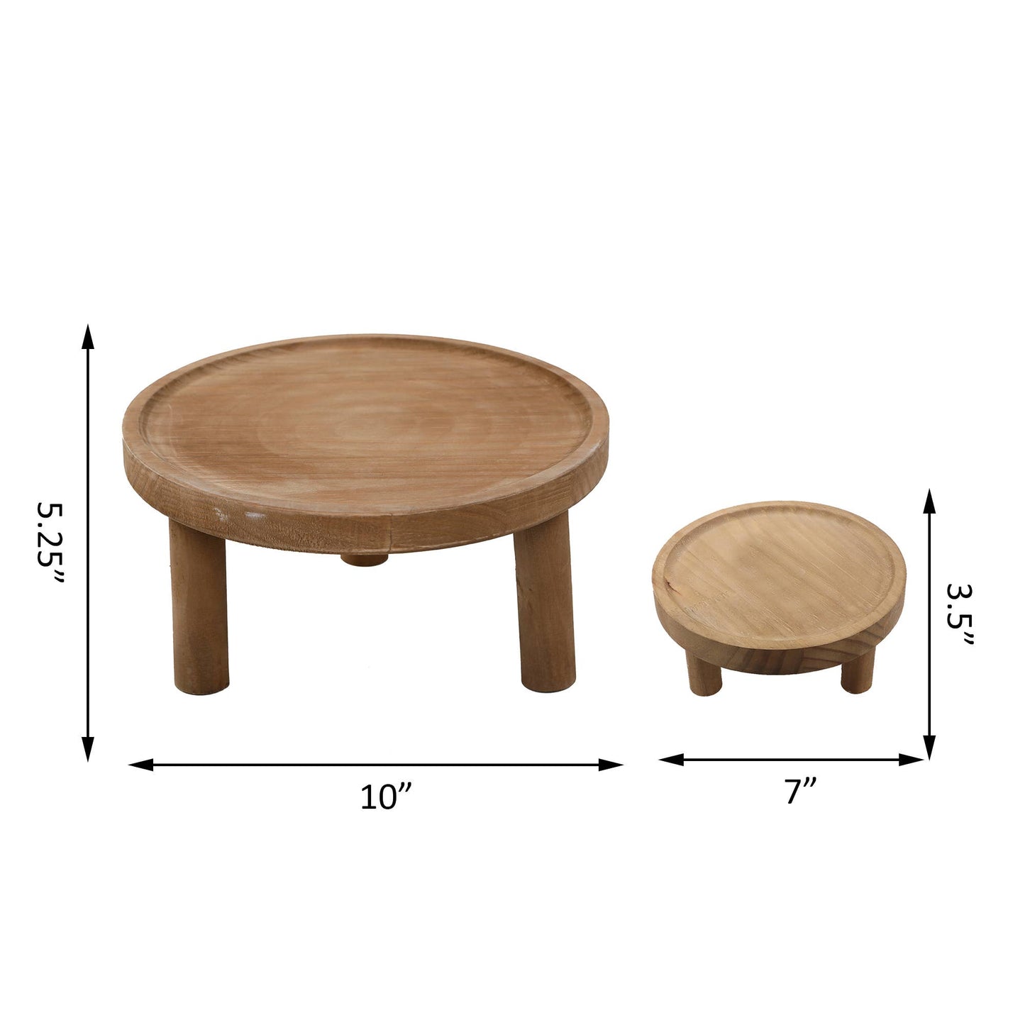 Set of 2 Wooden Risers for Display and Décor – Natural Wood