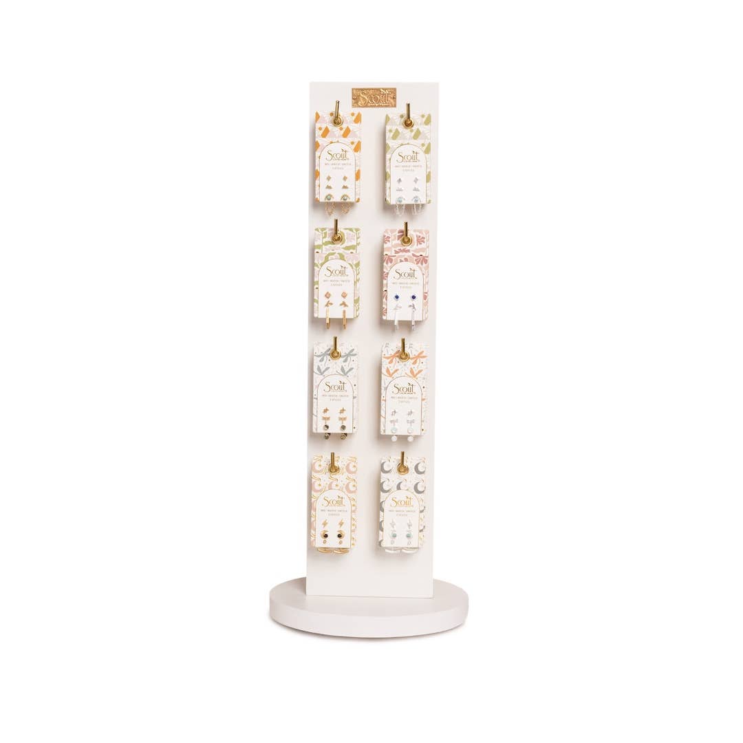 Stud Trio Ear Jacket Set - Leaf/Rose Quartz/Gold