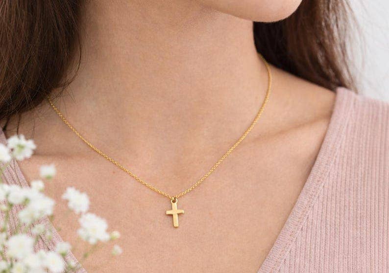 Graduation Cross Necklace Gift for Her, Christian Graduation Gift, Faith Necklace for Graduate, Gold Cross Necklace, Senior Gift