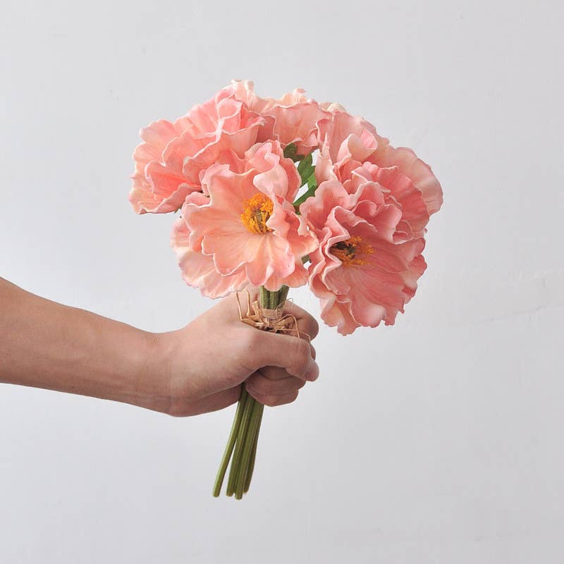 12‘’T Faux PU Real Touch Poppy Bunch, Spring Poppy Flowers