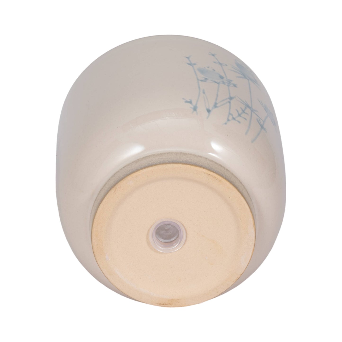 Decorative Planter - Beige Ceramic Blue Flower Design, 5 in.