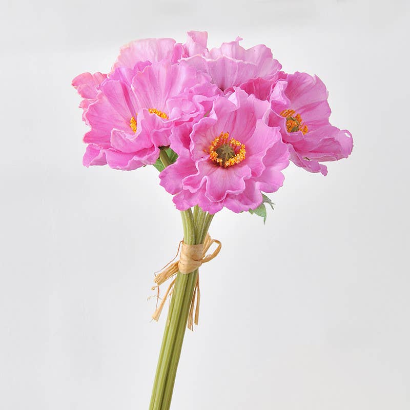 12‘’T Faux PU Real Touch Poppy Bunch, Spring Poppy Flowers