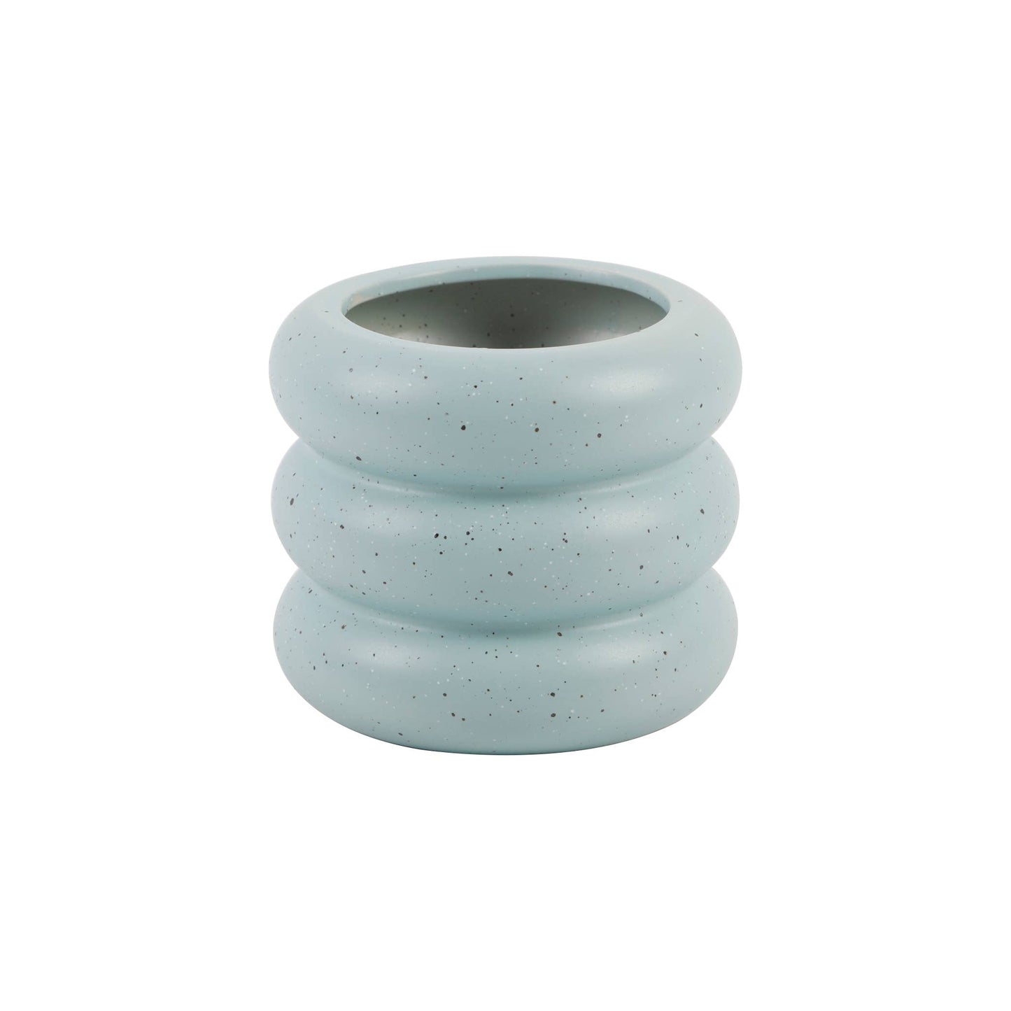 Blue Speckled Grooved Ceramic Planter