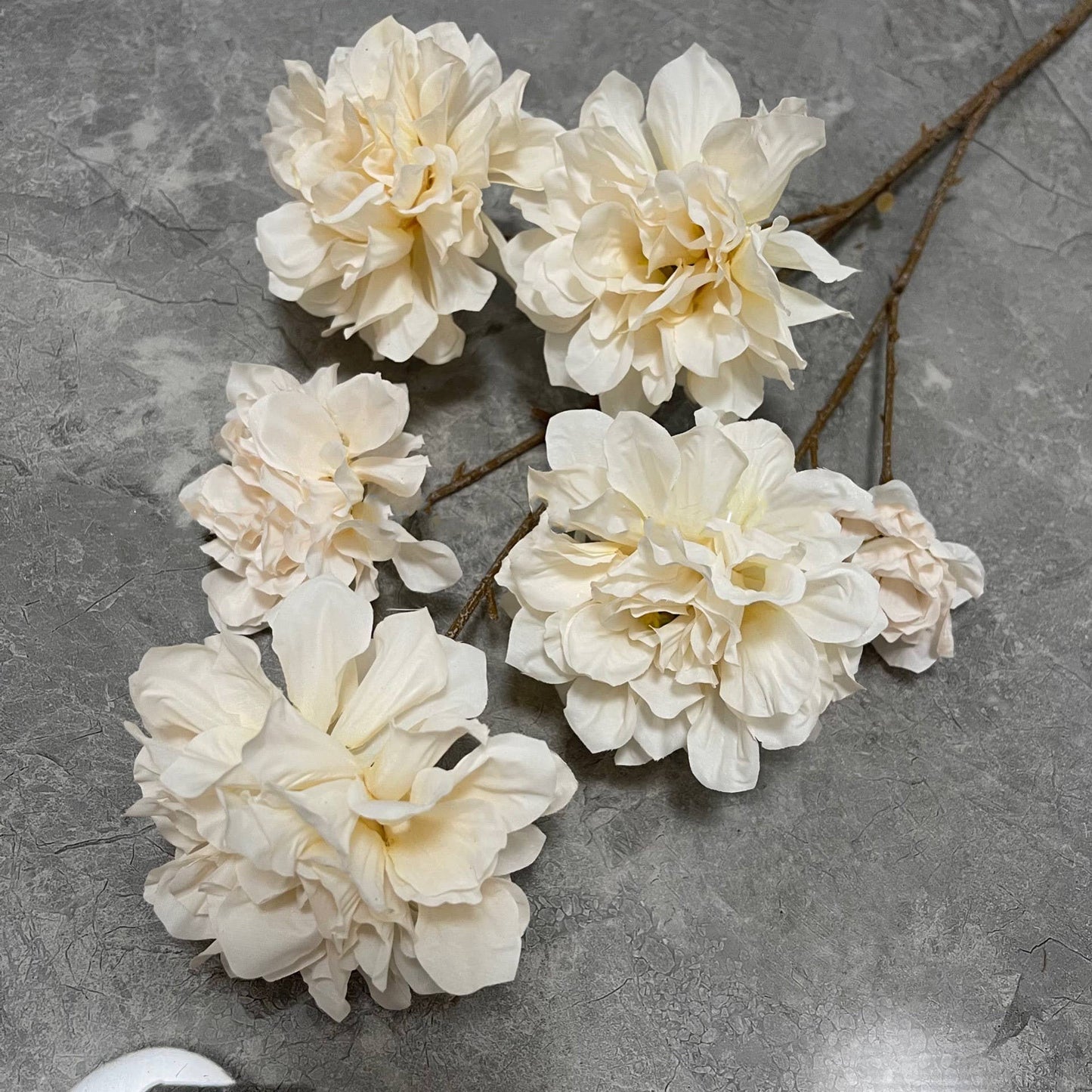 29''T Silk Hibiscus Peony Flower Stem, Boho Warm Brown Beige