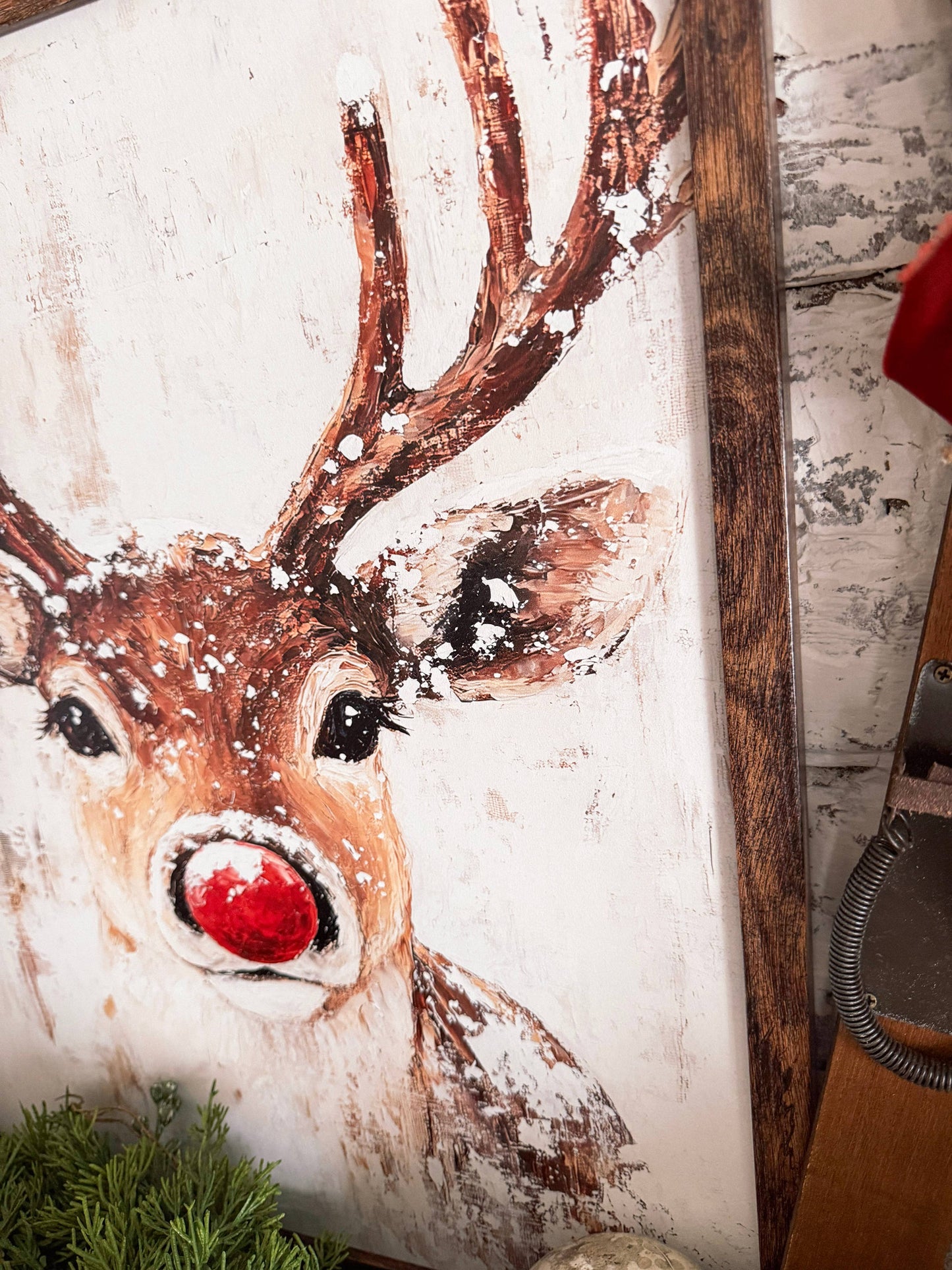 Rudolph Face Vintage Wood Sign