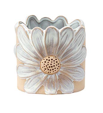 Planter, Off White Daisy Item # 22451