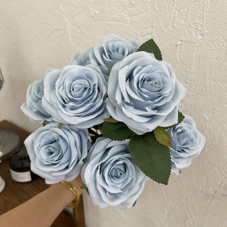 16''T Silk Rose Flower Bunch, 9 Heads, Multicolors