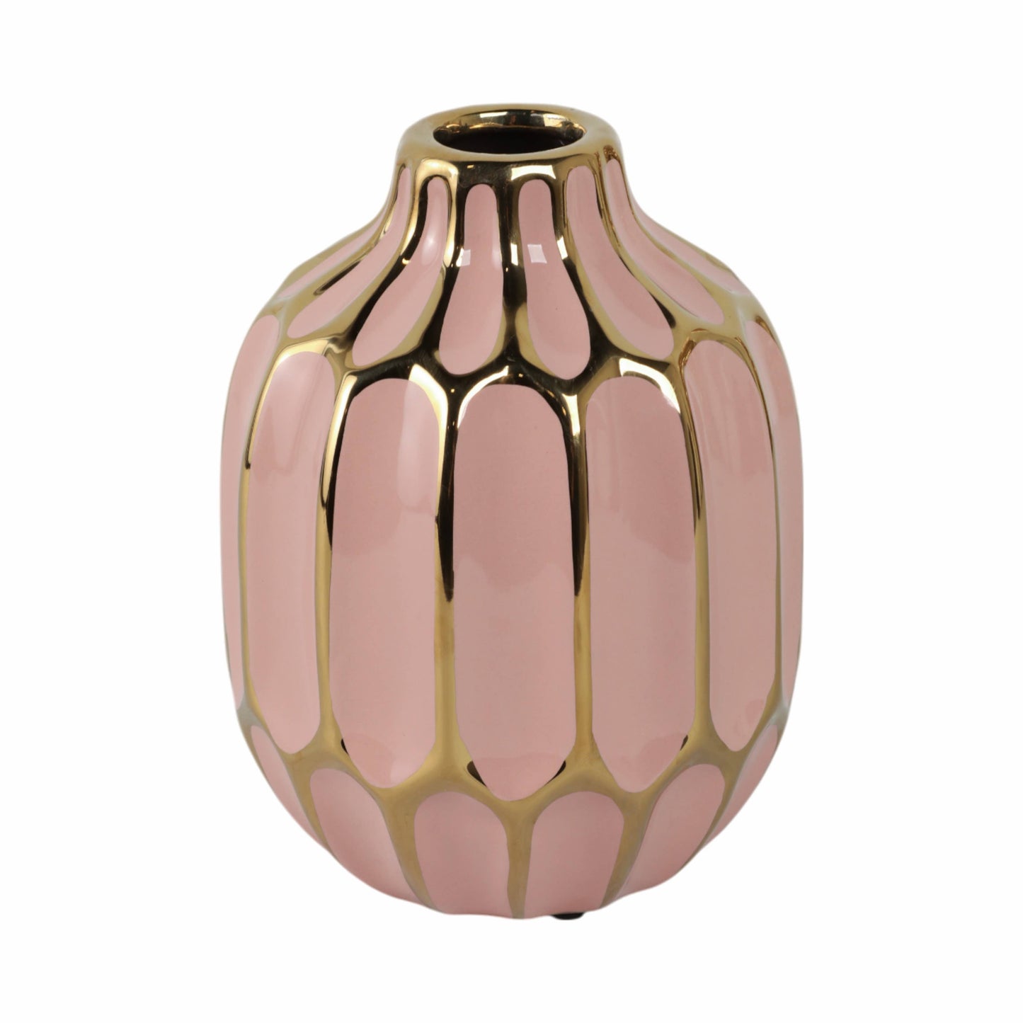 Pink 8 in. Ceramic Novelty Striped Blush Vase