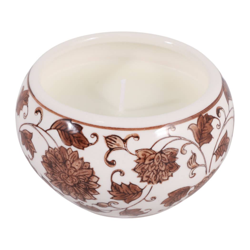 Scented Candle - Neroli Basil Wax Brown Chinoiserie, 7 Oz.