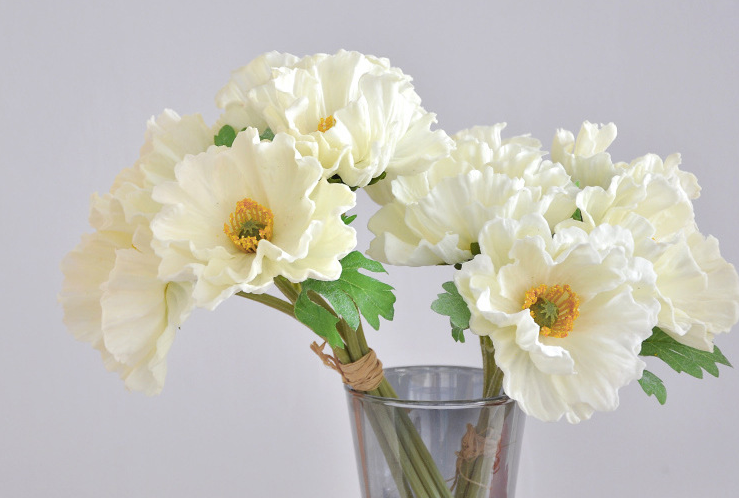 12‘’T Faux PU Real Touch Poppy Bunch, Spring Poppy Flowers