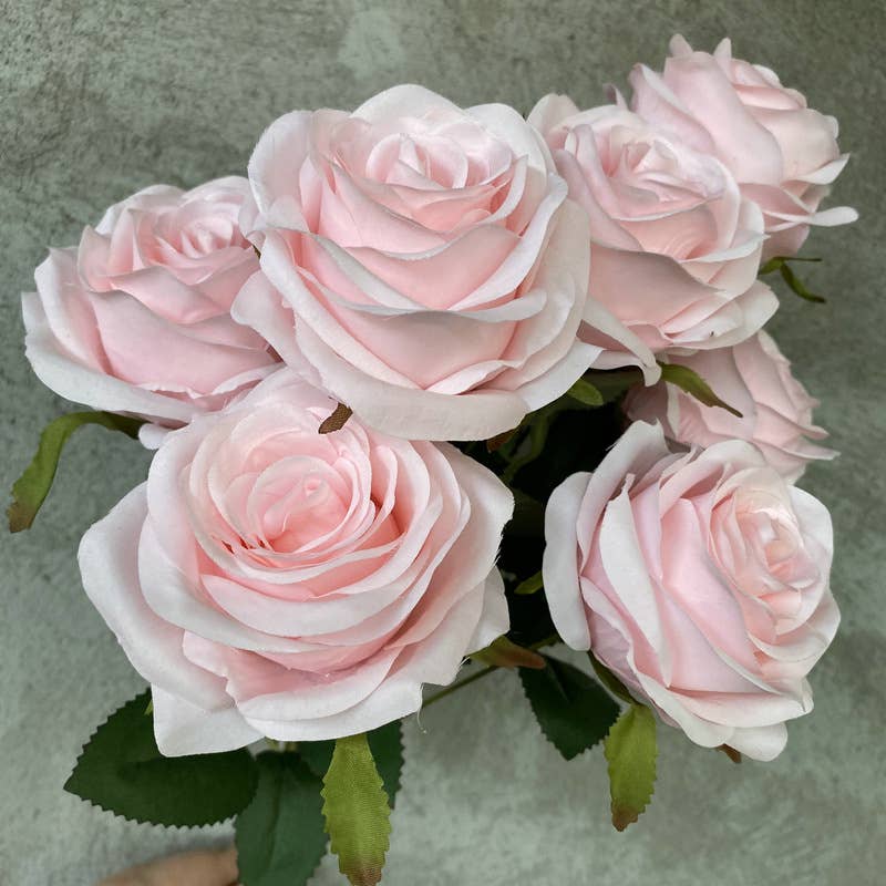 16''T Silk Rose Flower Bunch, 9 Heads, Multicolors