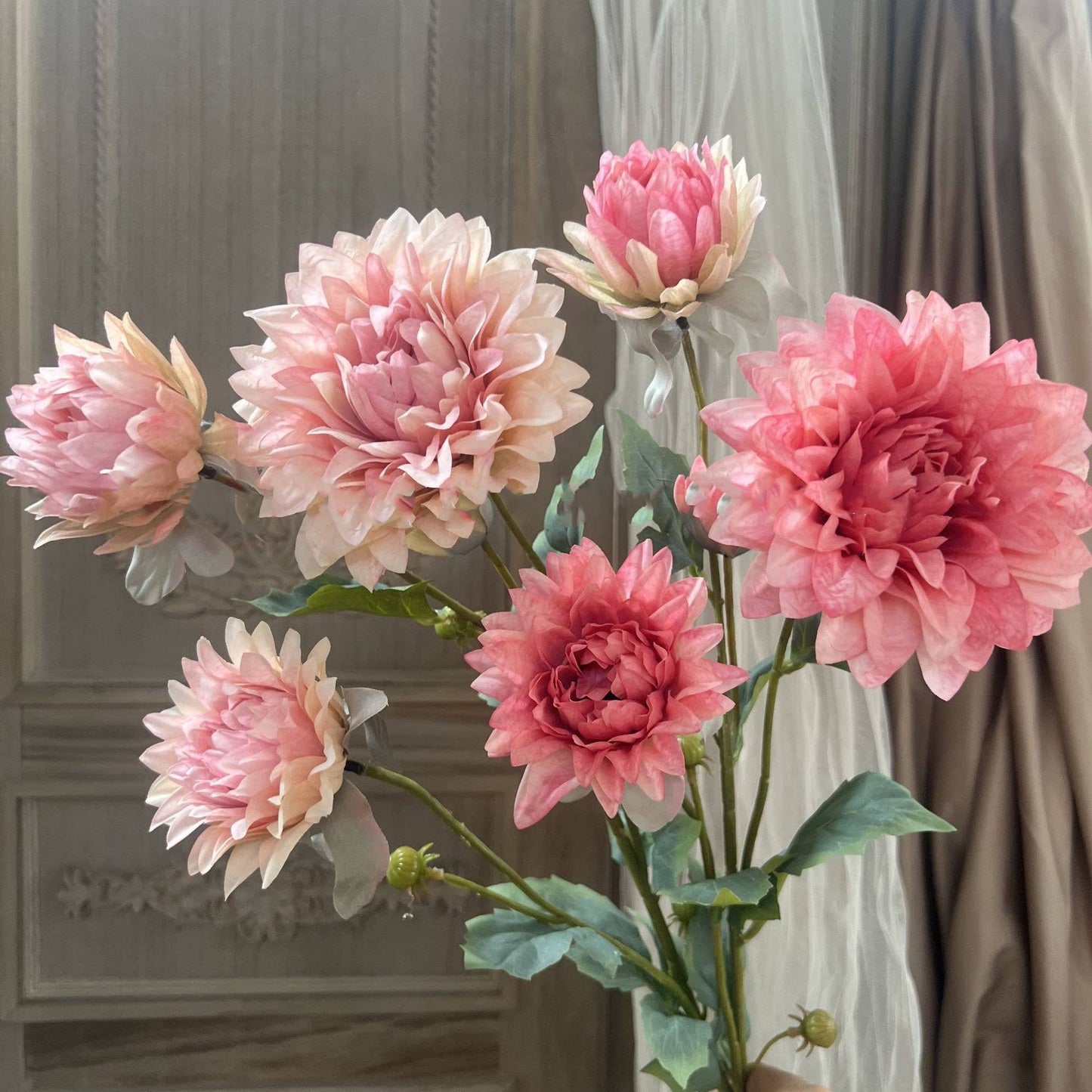 28''T Faux Silk Dahlia Flower Spray, Spring/Summer Dahlias