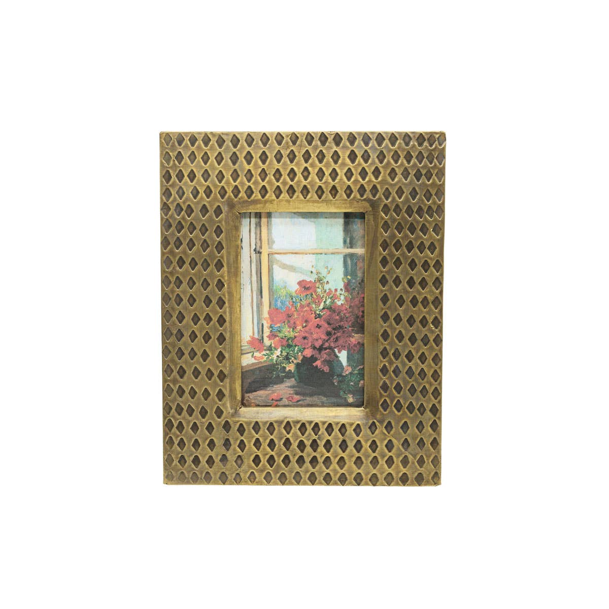 4x6 Berlin Hammered Brass Diamond Photo Frame