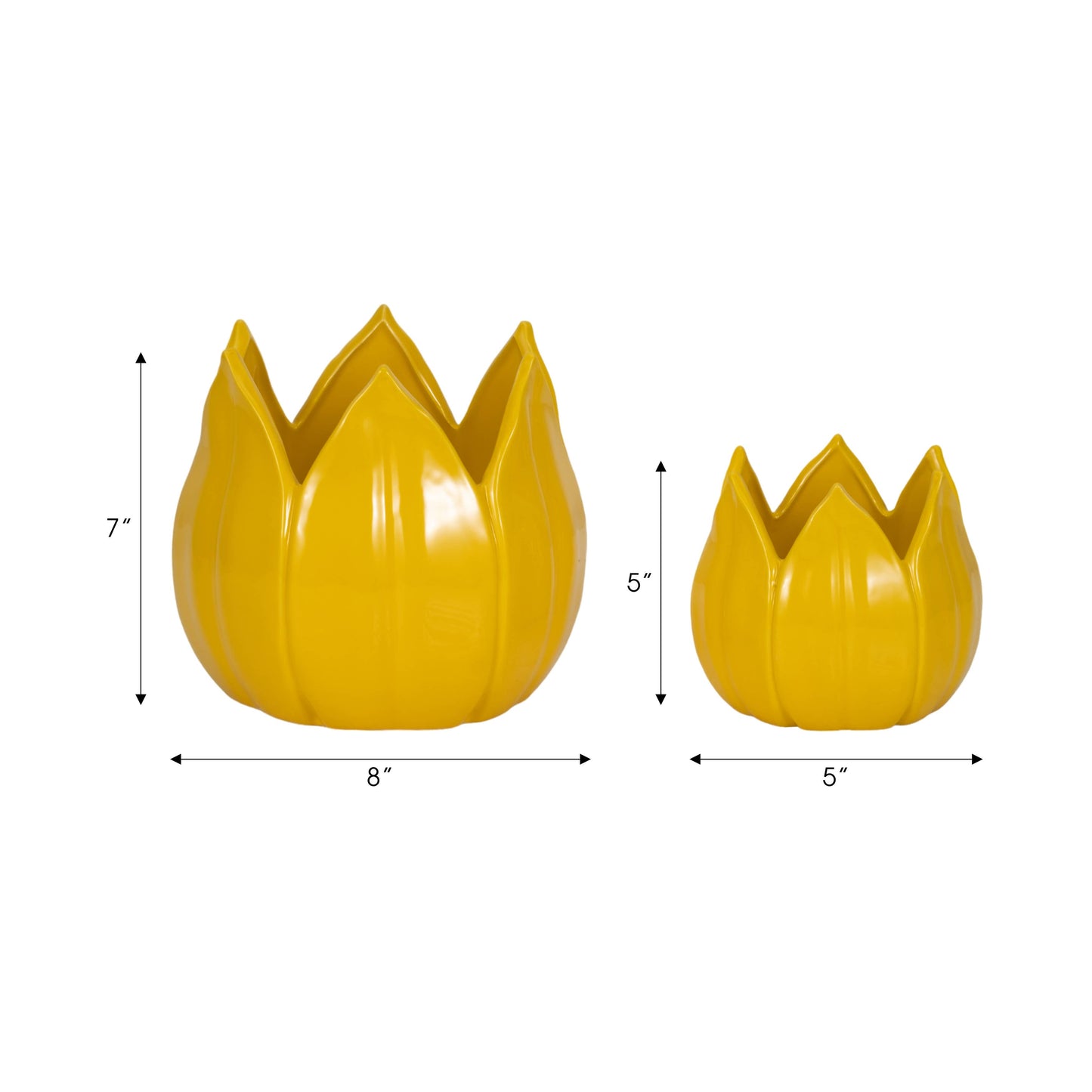 5/8 in. Yellow Petal Stoneware Planters (Set of 2)