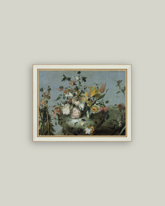 Blue Still Life with Flowers