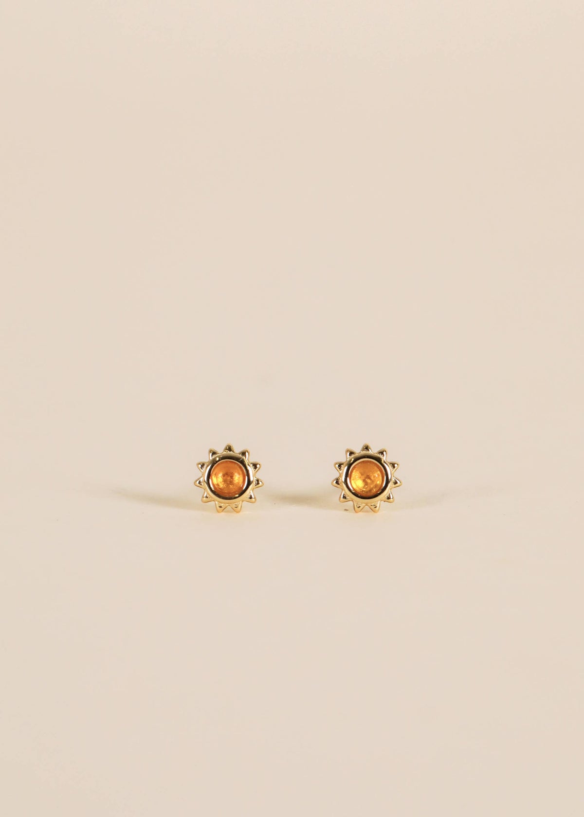Sun Stud - Amber - Gold Earrings