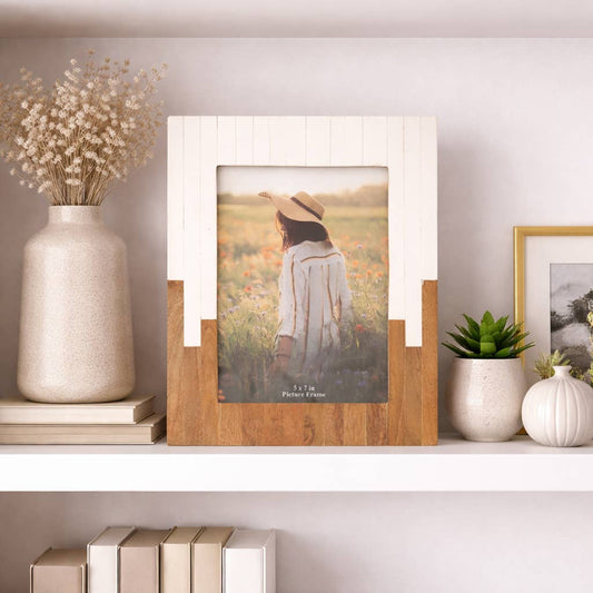 Resin 2-Toned Picture Frame - Natural/White, 5x7 in.