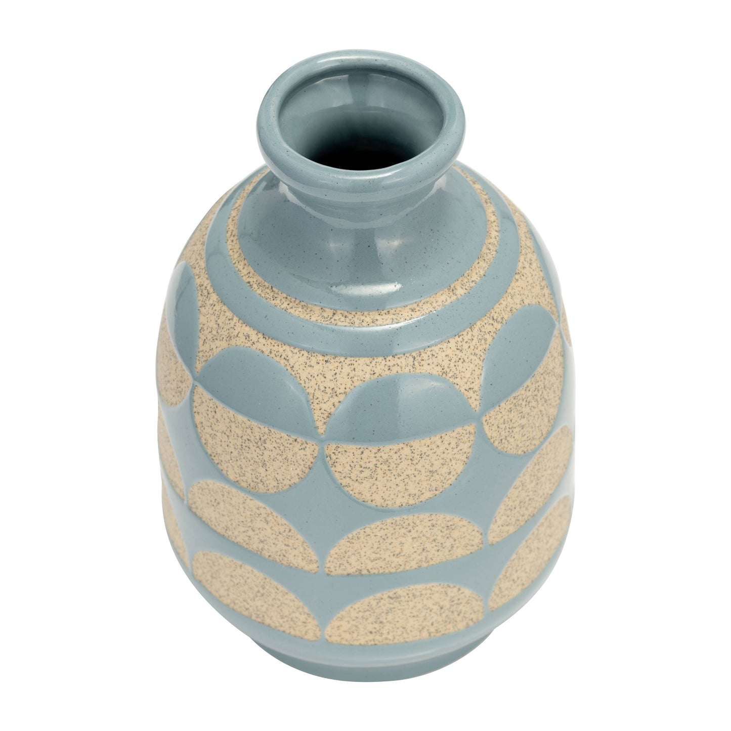 Ceramic Modern Half Circles Bud Table Vase - Blue, 10 in.