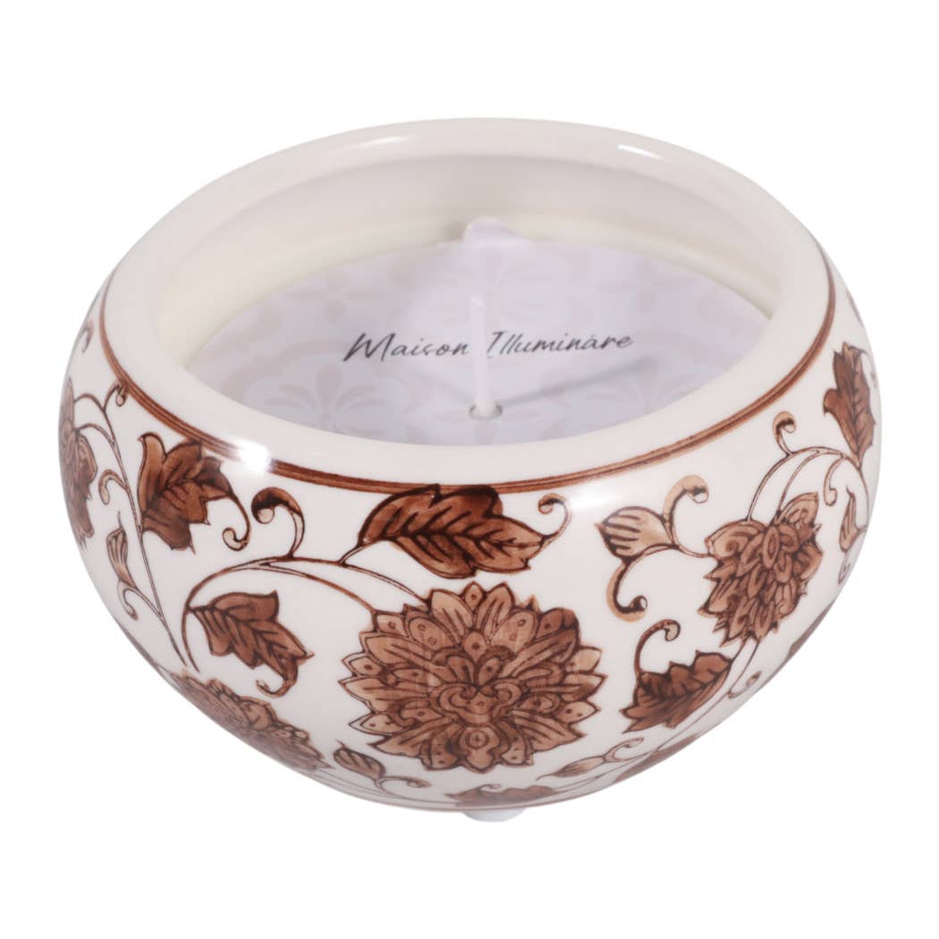 Scented Candle - Neroli Basil Wax Brown Chinoiserie, 7 Oz.