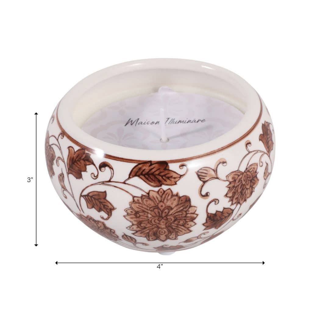 Scented Candle - Neroli Basil Wax Brown Chinoiserie, 7 Oz.