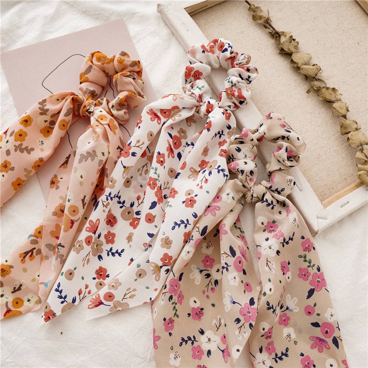 FRESH NEW FLORAL RIBBON HAIR ROPE_CWAHA0846