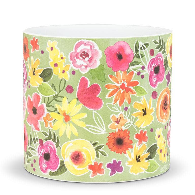 Lg Bold Floral Planter-6.5"H