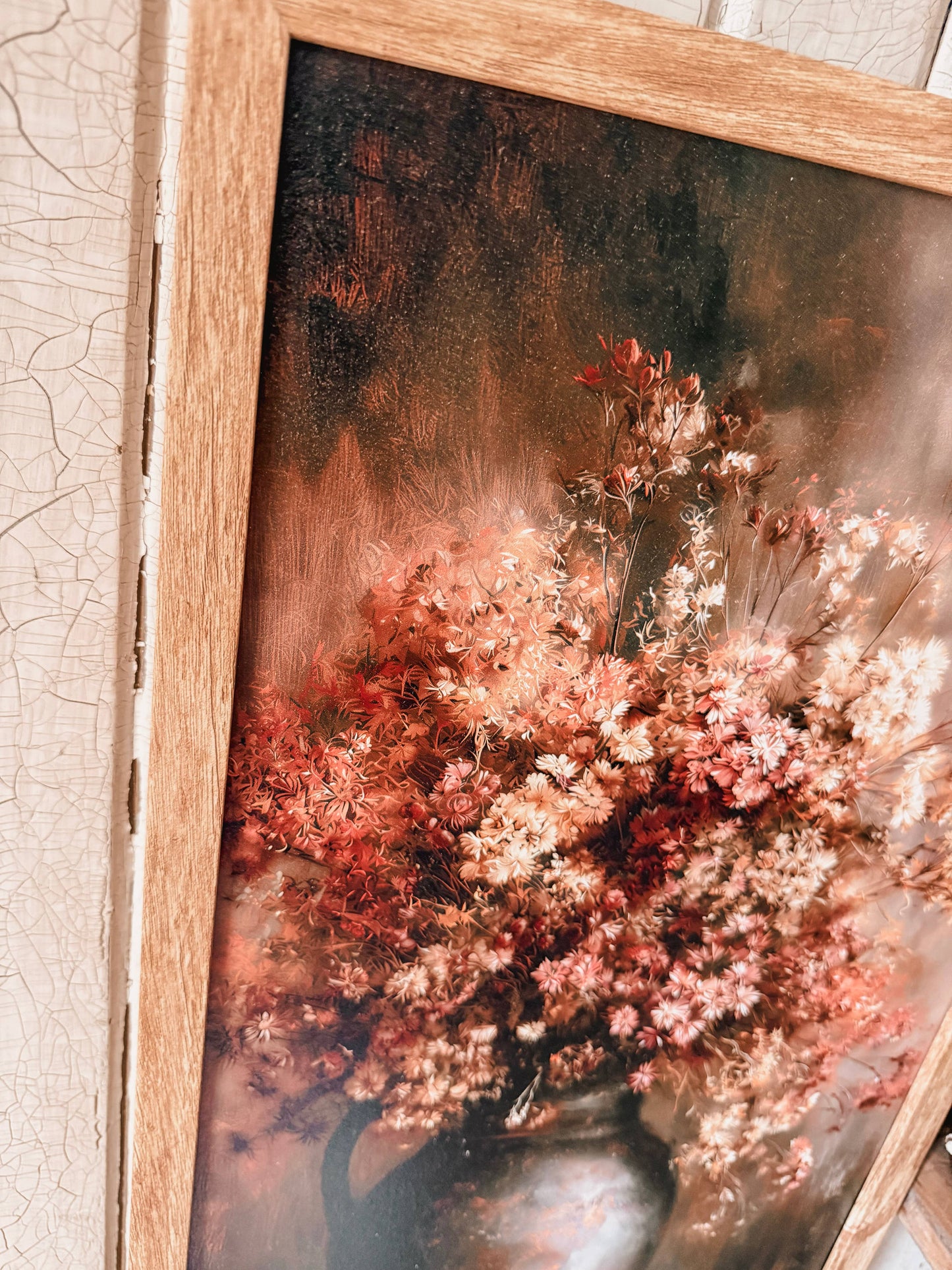 Dried Fall Floral Bouquet Art Print Wood Sign