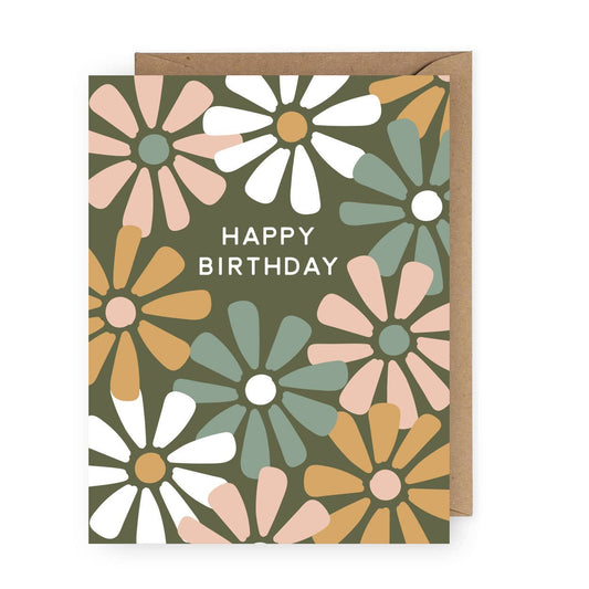 Happy Birthday Flowers Greeting Card