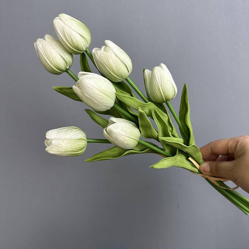Faux PU Real Touch Tulip Flower Bunch, Spring Tulip Set of 7