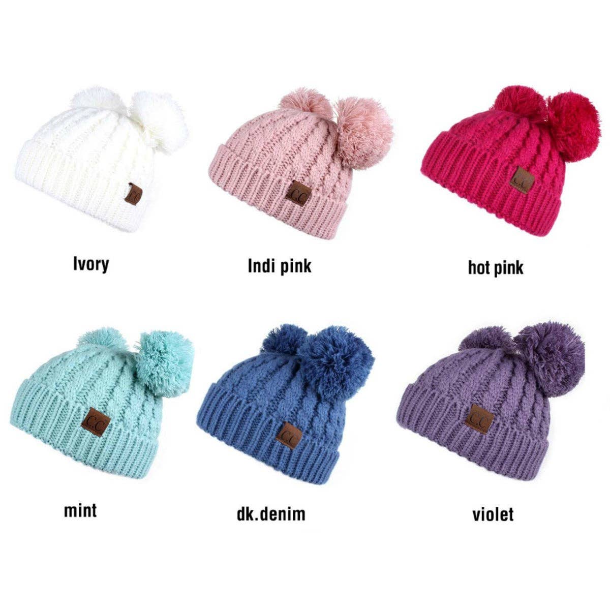 CC Kids Double Pom Beanie KIDS-24 HAT-60
